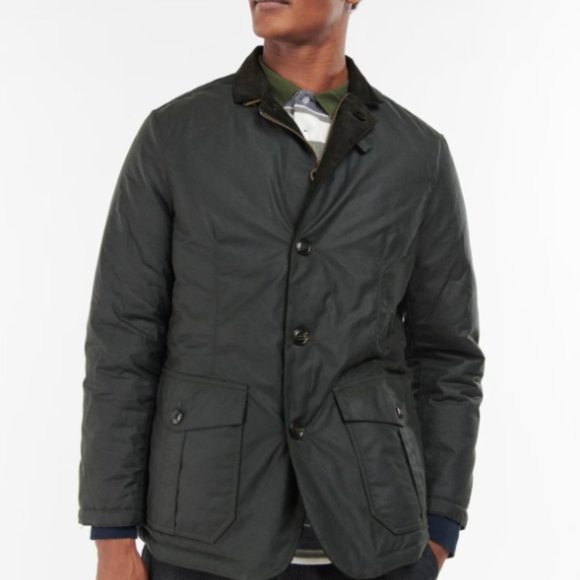 BARBOUR WINTERLUTZ Men’s Waxed Jacket in Olive NightMSRP$590 British Luxury